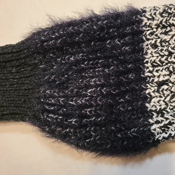 Free People Black and White Cowl Neck Sweater Cozy Cable Knit NWT XL - Picture 12 of 12